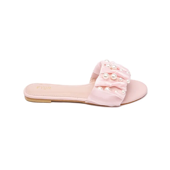 Ruched Pearl Slide Sandal MY 215