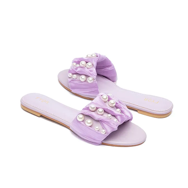 Ruched Pearl Slide Sandal MY 215