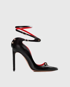 Sang Cutout Sexy Nail Cross Strap Pumps In Black