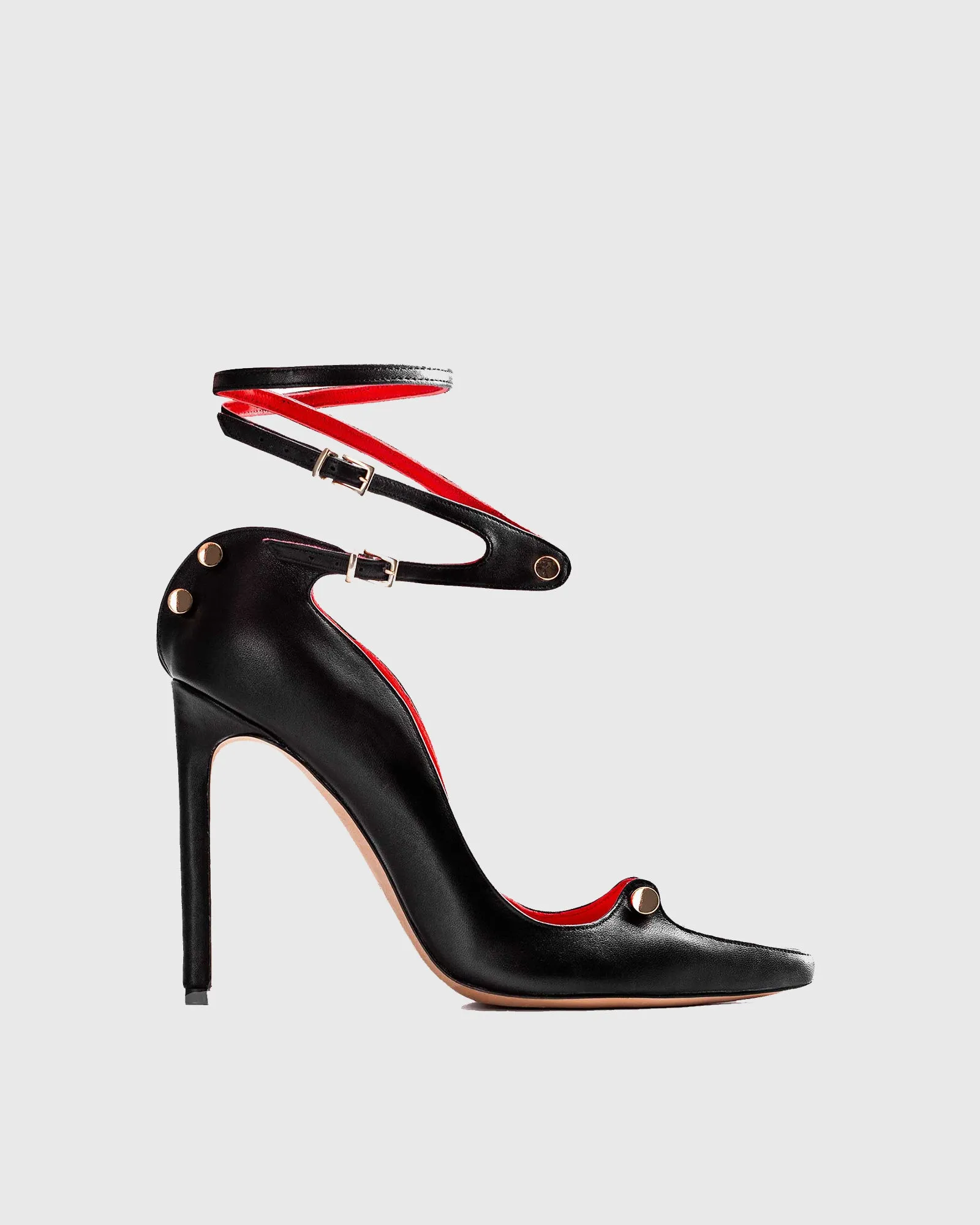 Sang Cutout Sexy Nail Cross Strap Pumps In Black