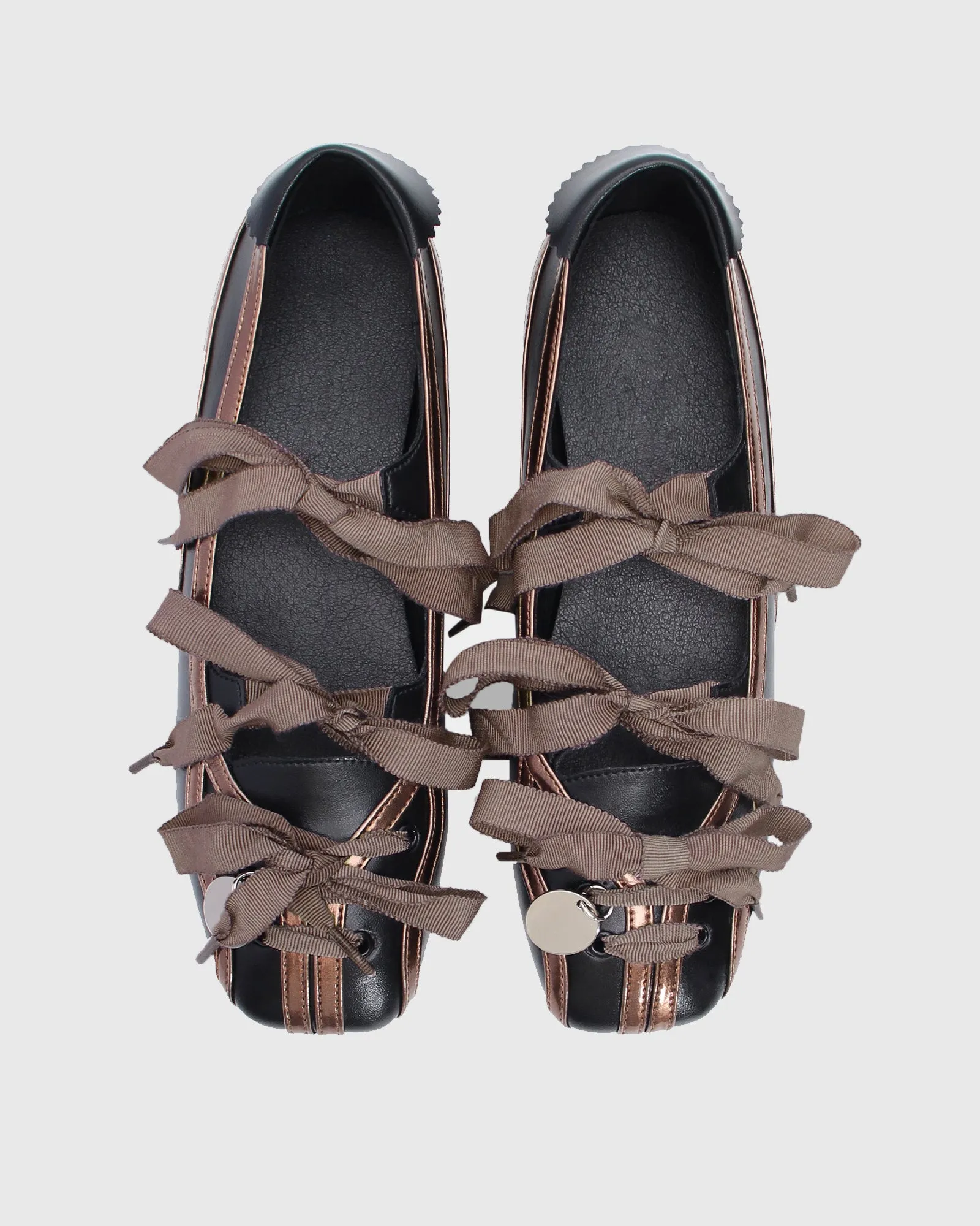 Sonia Hybrid Ribbon Ballet Flats In Brown