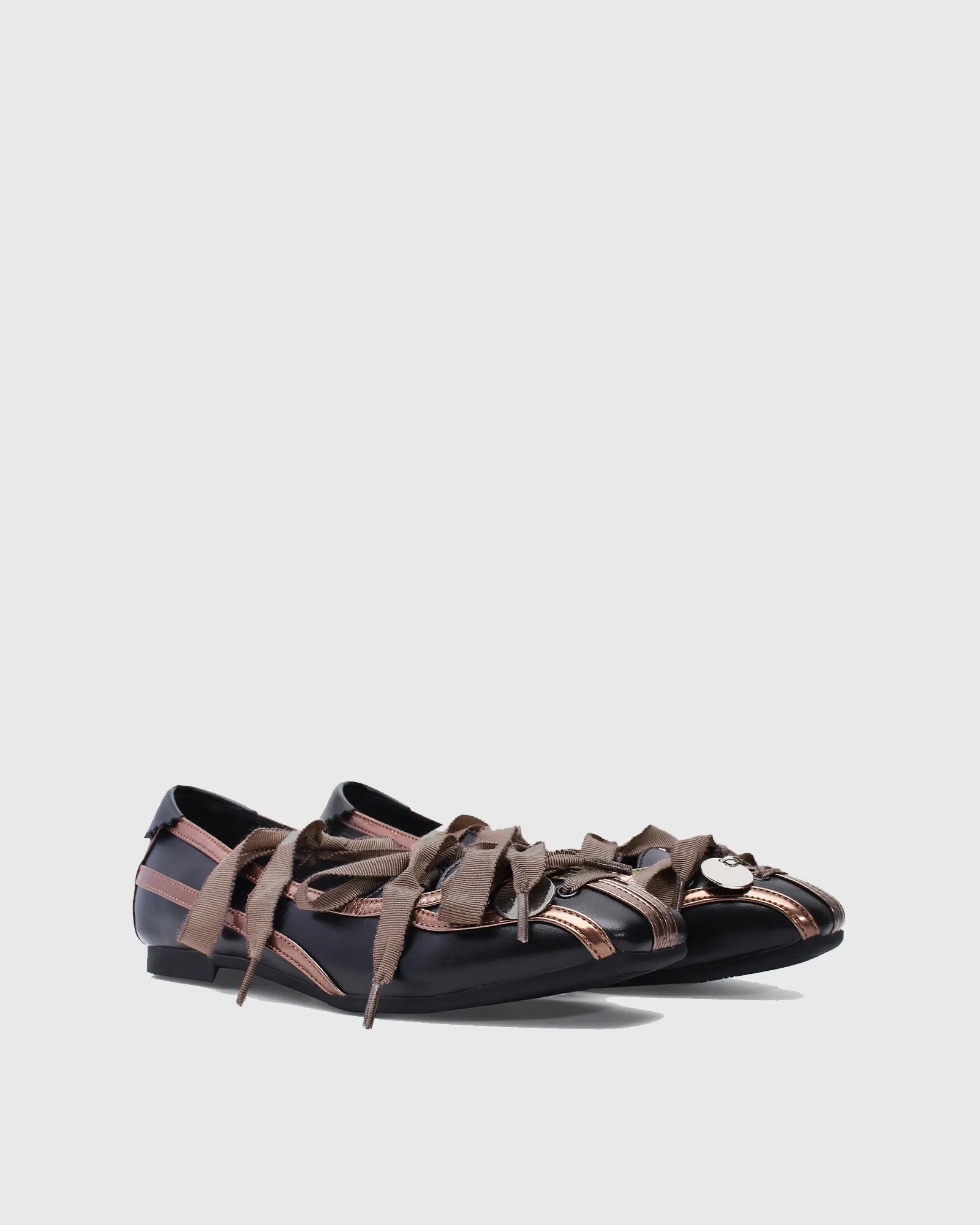 Sonia Hybrid Ribbon Ballet Flats In Brown