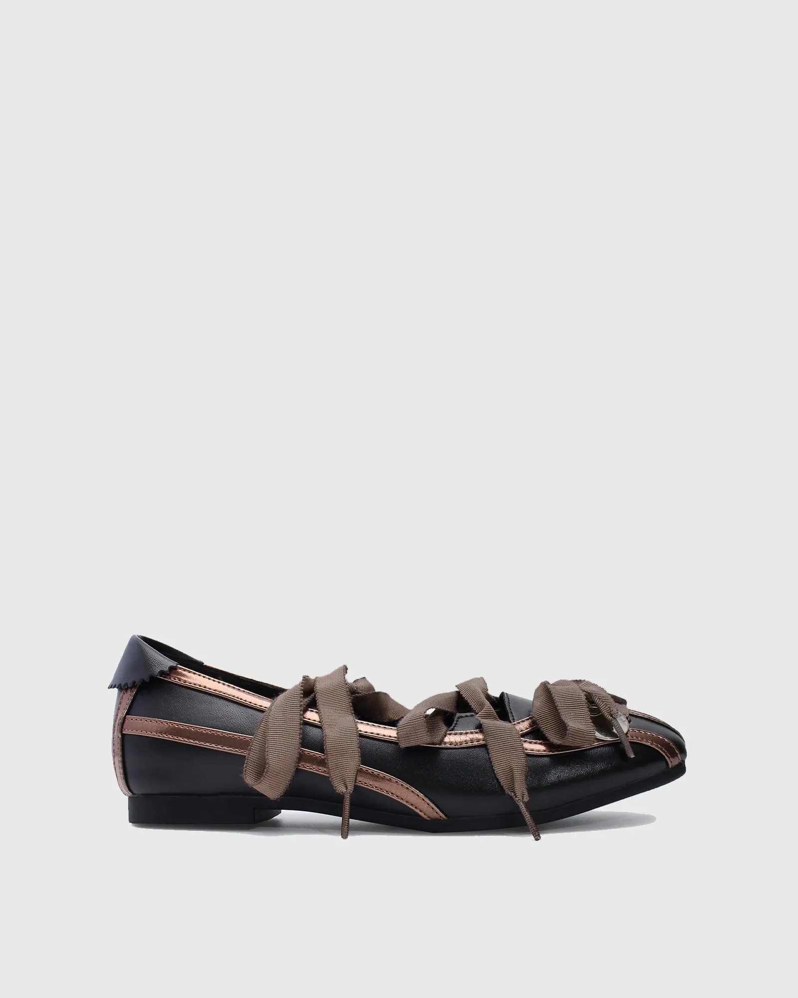 Sonia Hybrid Ribbon Ballet Flats In Brown