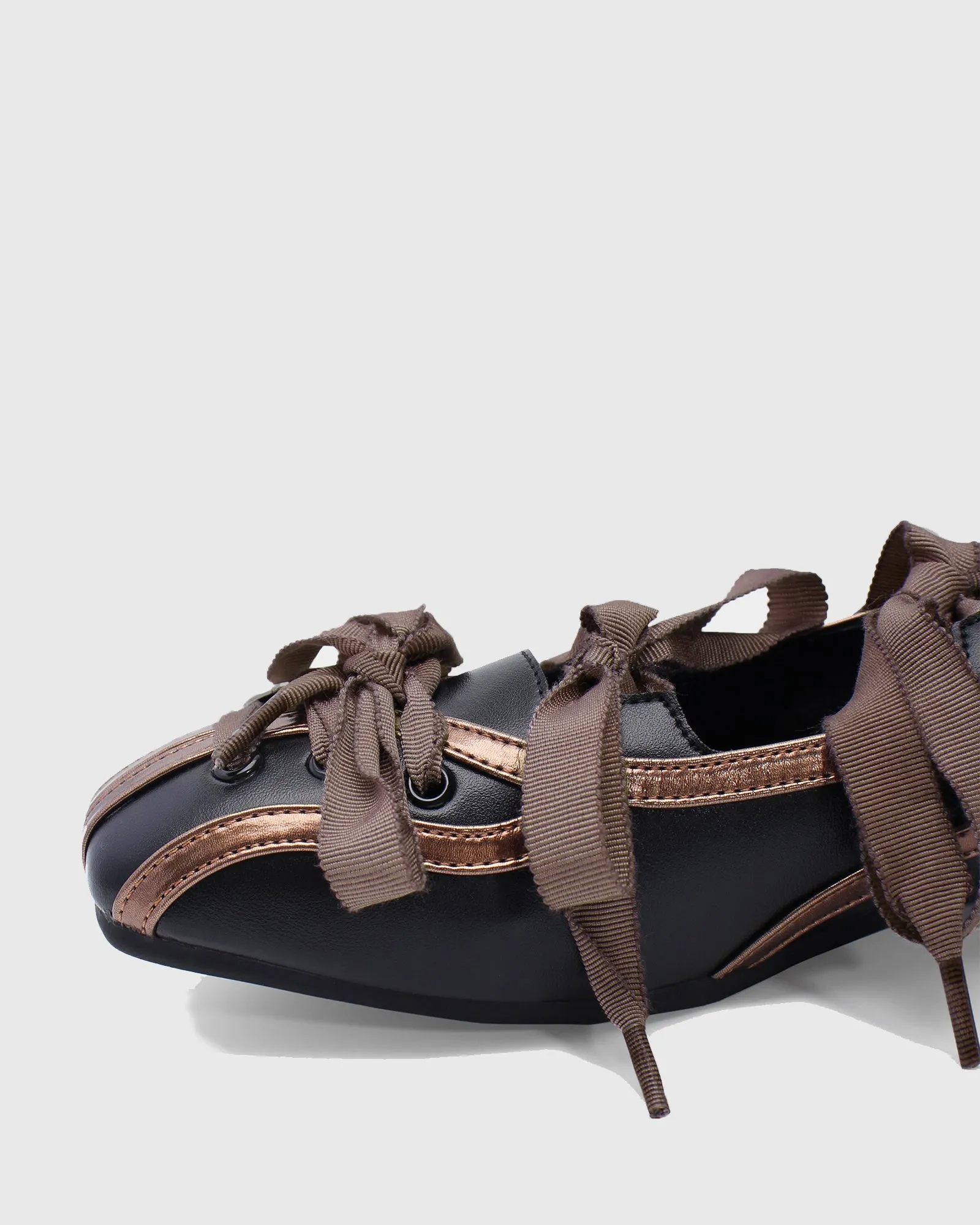 Sonia Hybrid Ribbon Ballet Flats In Brown