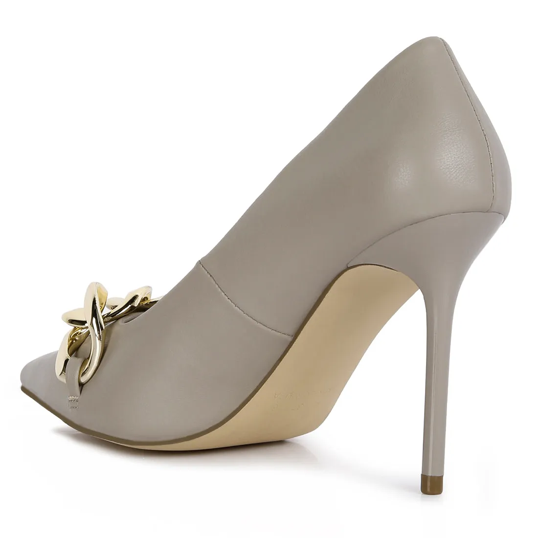 Taupe Chain Detail Pump Sandals
