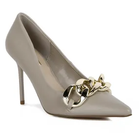 Taupe Chain Detail Pump Sandals