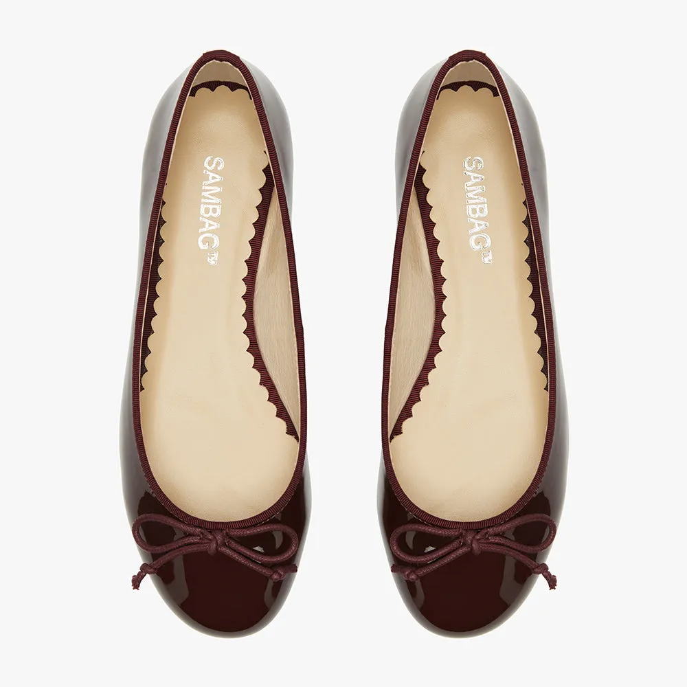 Tina Burgundy Patent leather Ballet Flat