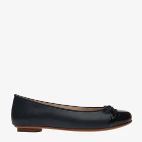 Tina Two Tone Navy leather with Patent Ballet flat