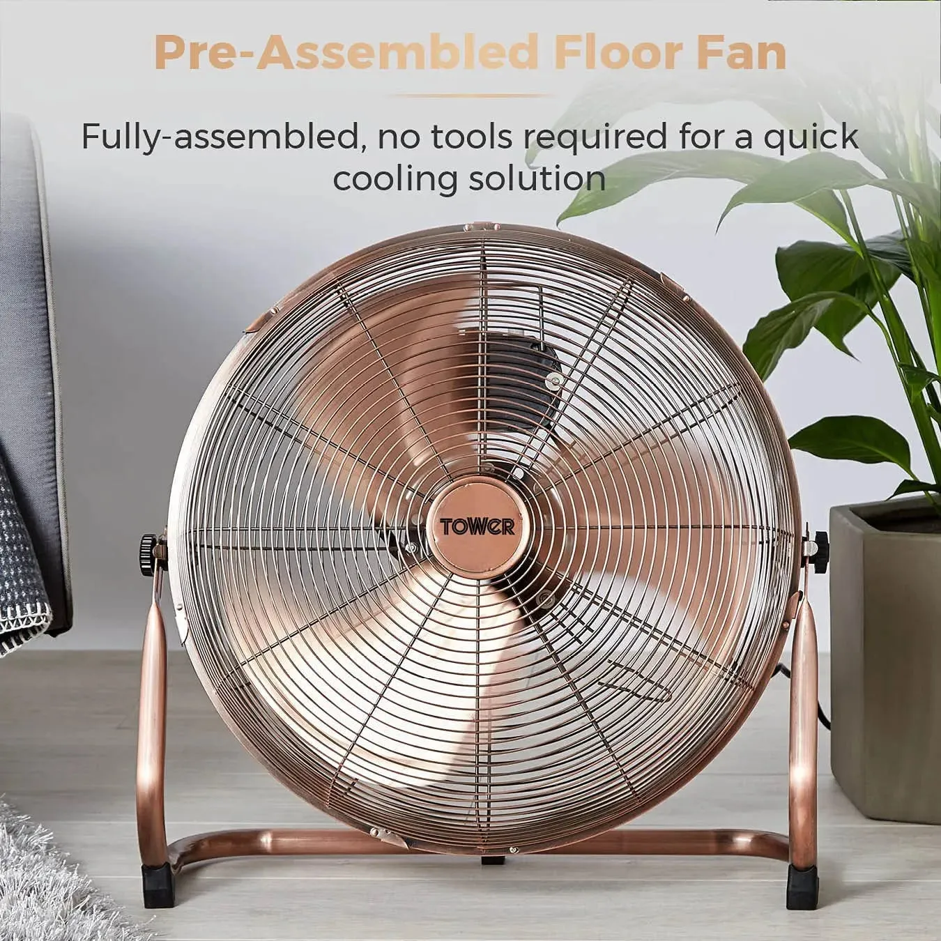 Tower T662000C 18" Velocity Floor Fan - Copper