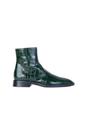 Victoria Beckham Embossed Croc Flat Ankle Boot
