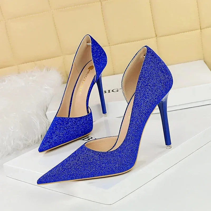 Women10.5cm High Heels Elegant Blue Pumps Sexy